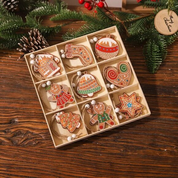 @reneelily Other - BEST SELLER Gingerbread Wood Christmas Ornaments 18PC Set